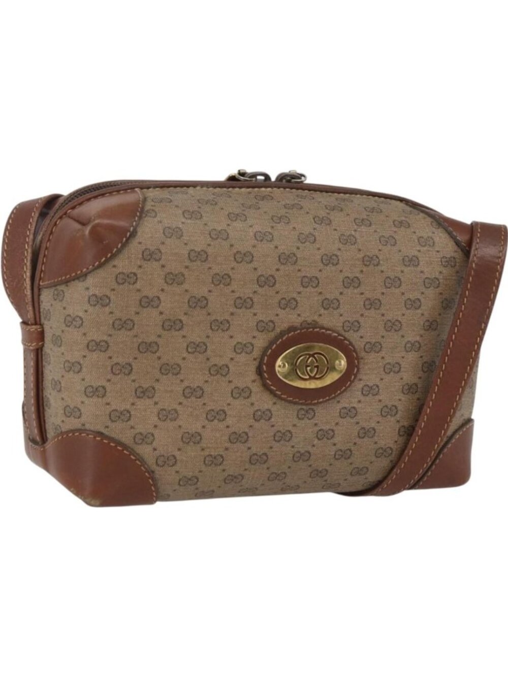 GUCCI Micro GG Supreme Shoulder Bag PVC Beige Gold 007 101 5294